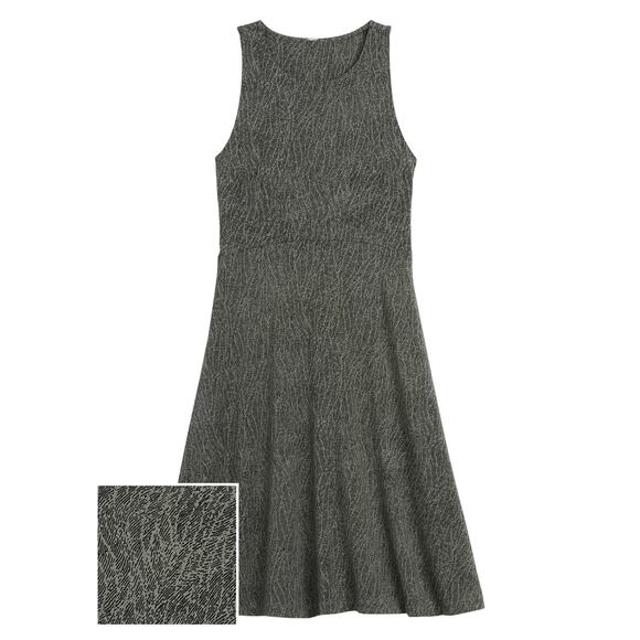 Athleta Santorini Thera Dress Womens XS Mojave Olive Abstract Fit Flare Travel - Picture 2 of 15